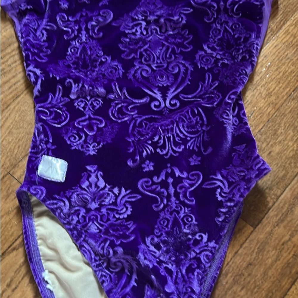 Kandi kouture Purple Velvet Patterned Bodysuit